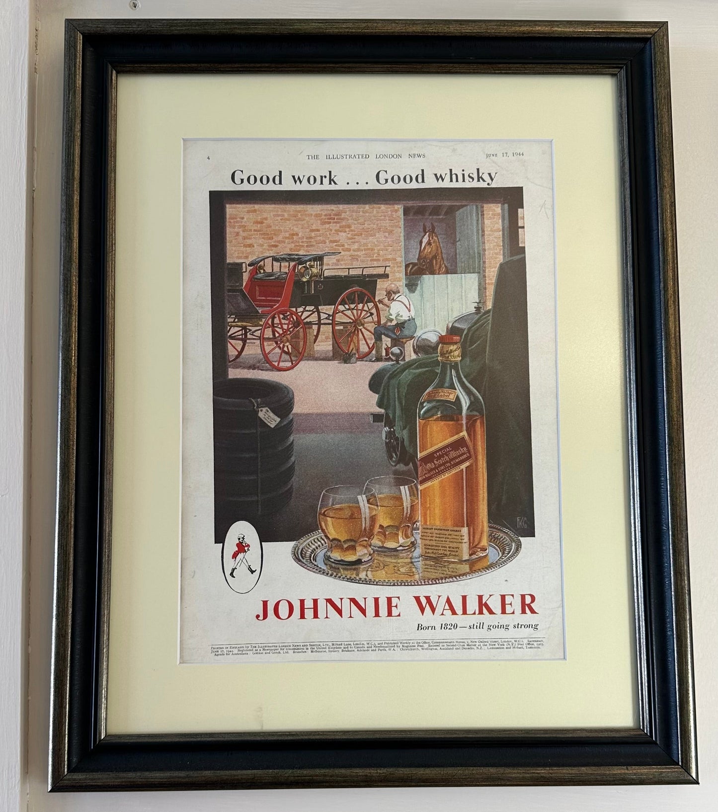 JOHNIE WALKER - Reklam - LONDON NEWS - 1944 - 36x26cm