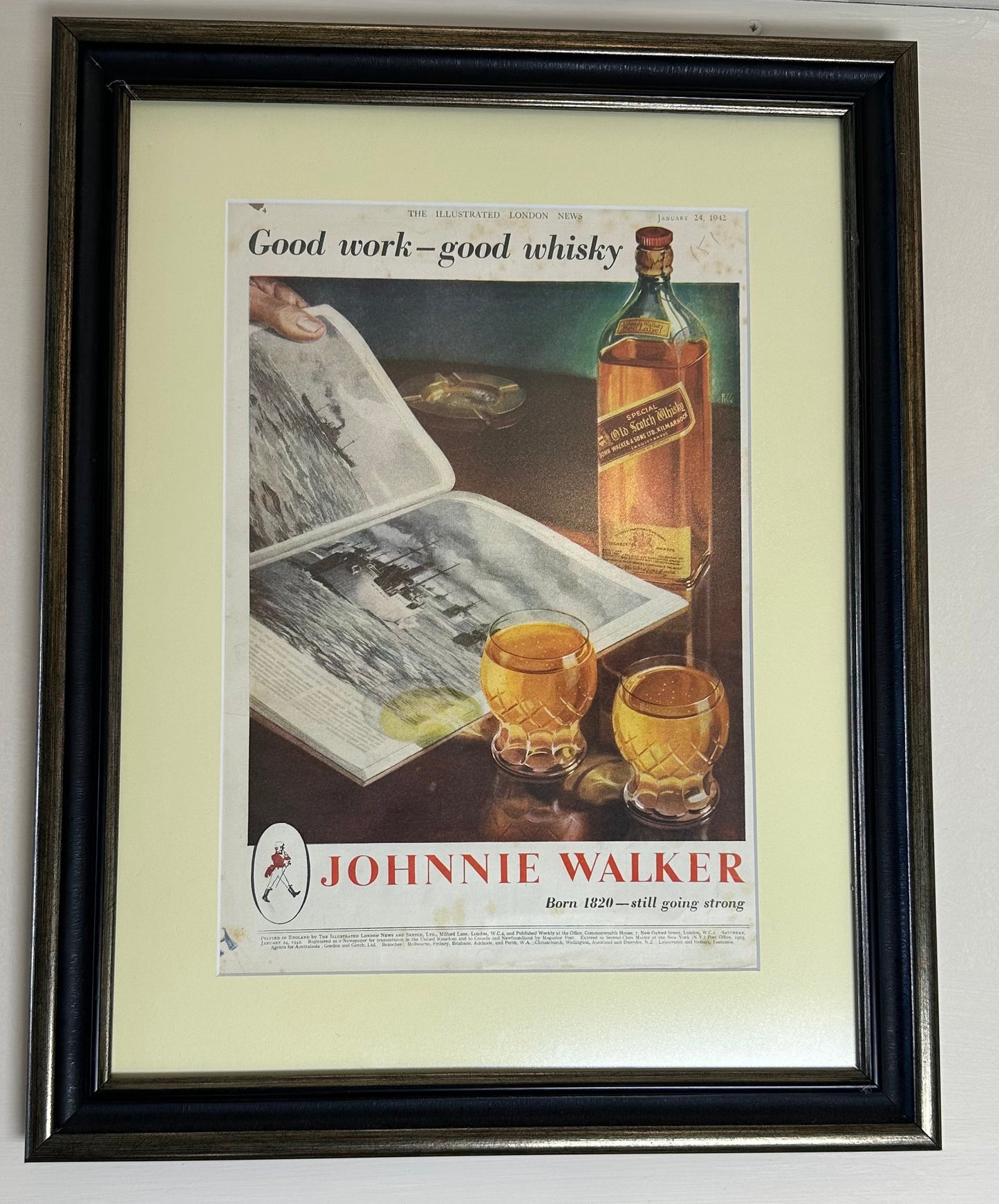 JOHNIE WALKER - Reklam - LONDON NEWS - 1942 - 36x26cm