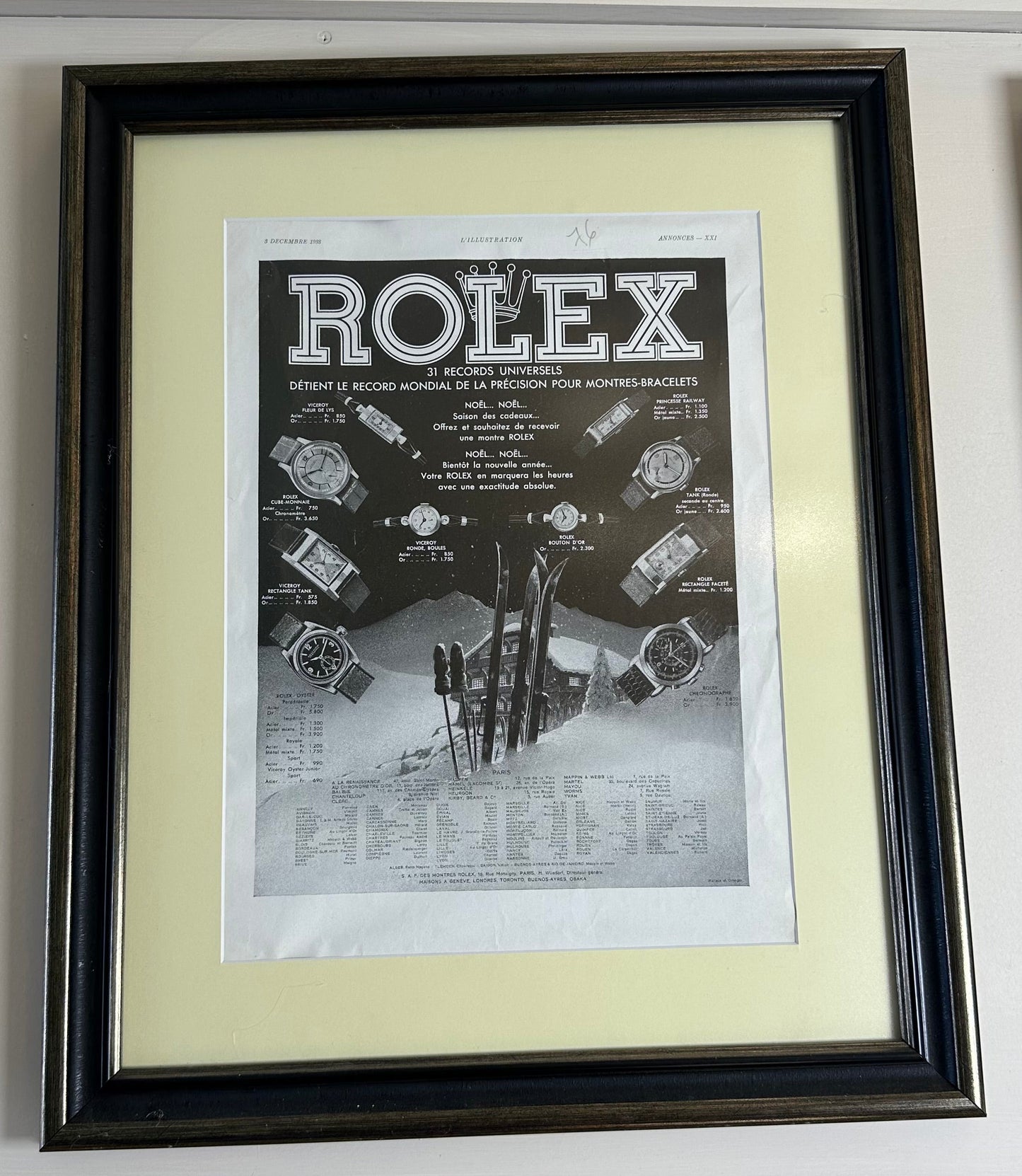 ROLEX - Reklam - L’ILLUSTRATION - 1938 - 36X26cm