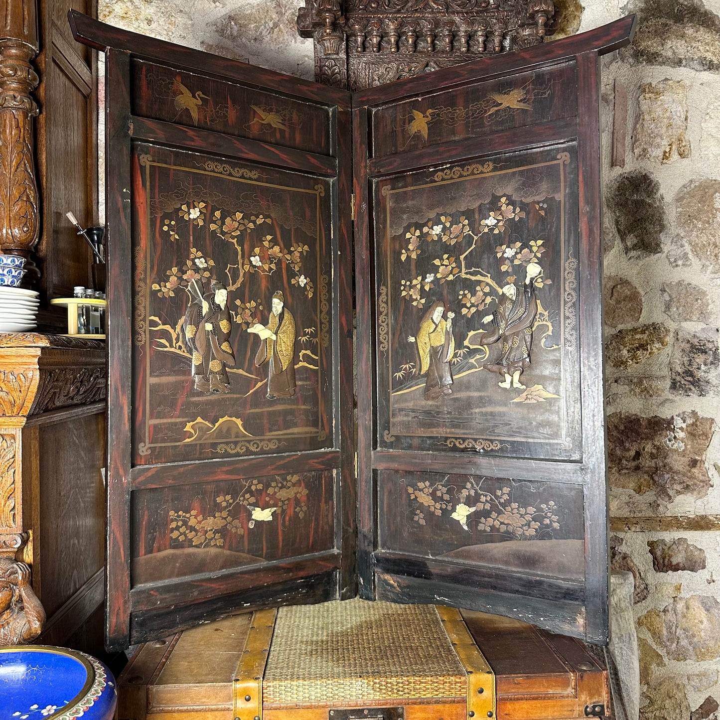 JAPON PARAVAN - MEIJI DÖNEMİ - SHIBAYAMA Tekniği - 1870