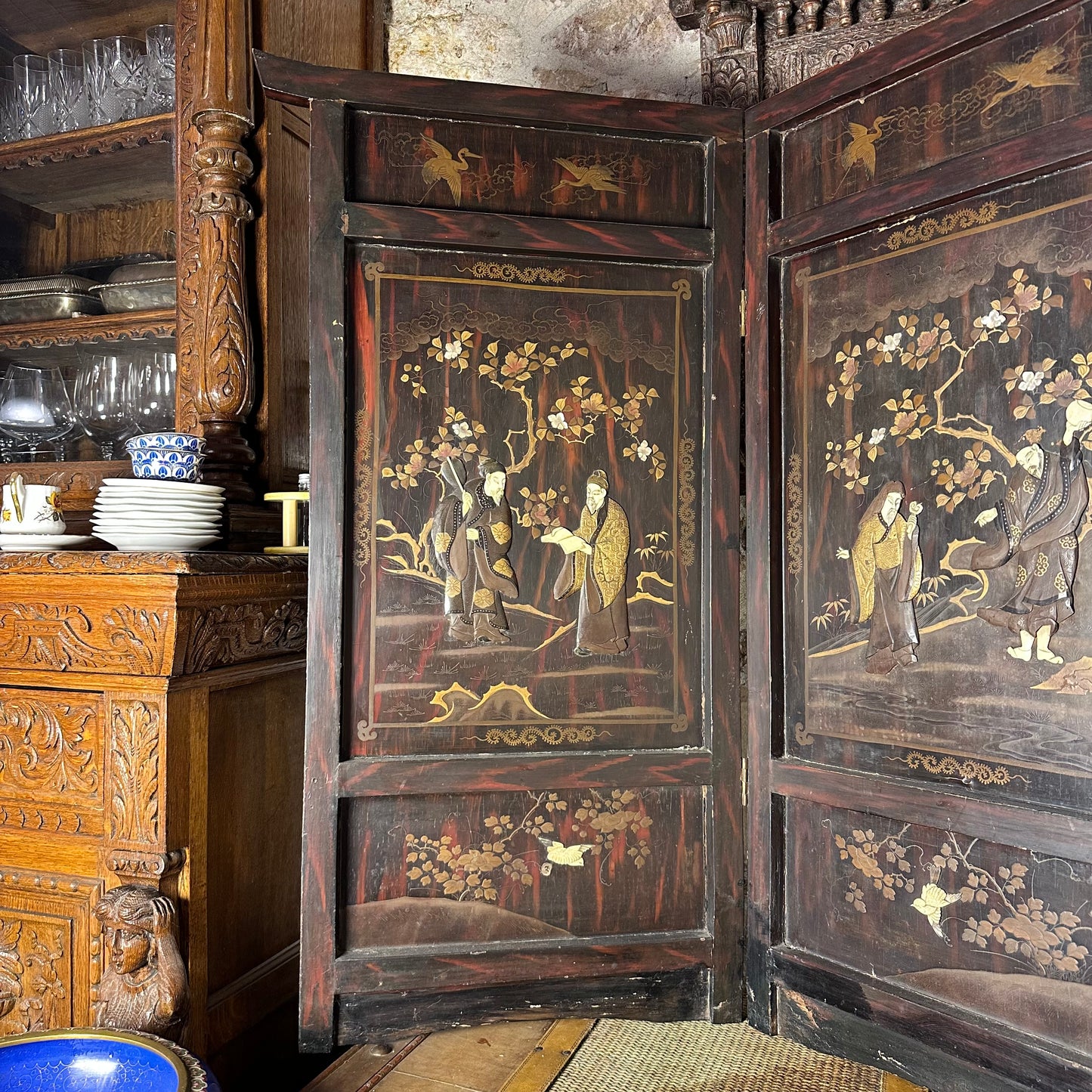 JAPON PARAVAN - MEIJI DÖNEMİ - SHIBAYAMA Tekniği - 1870